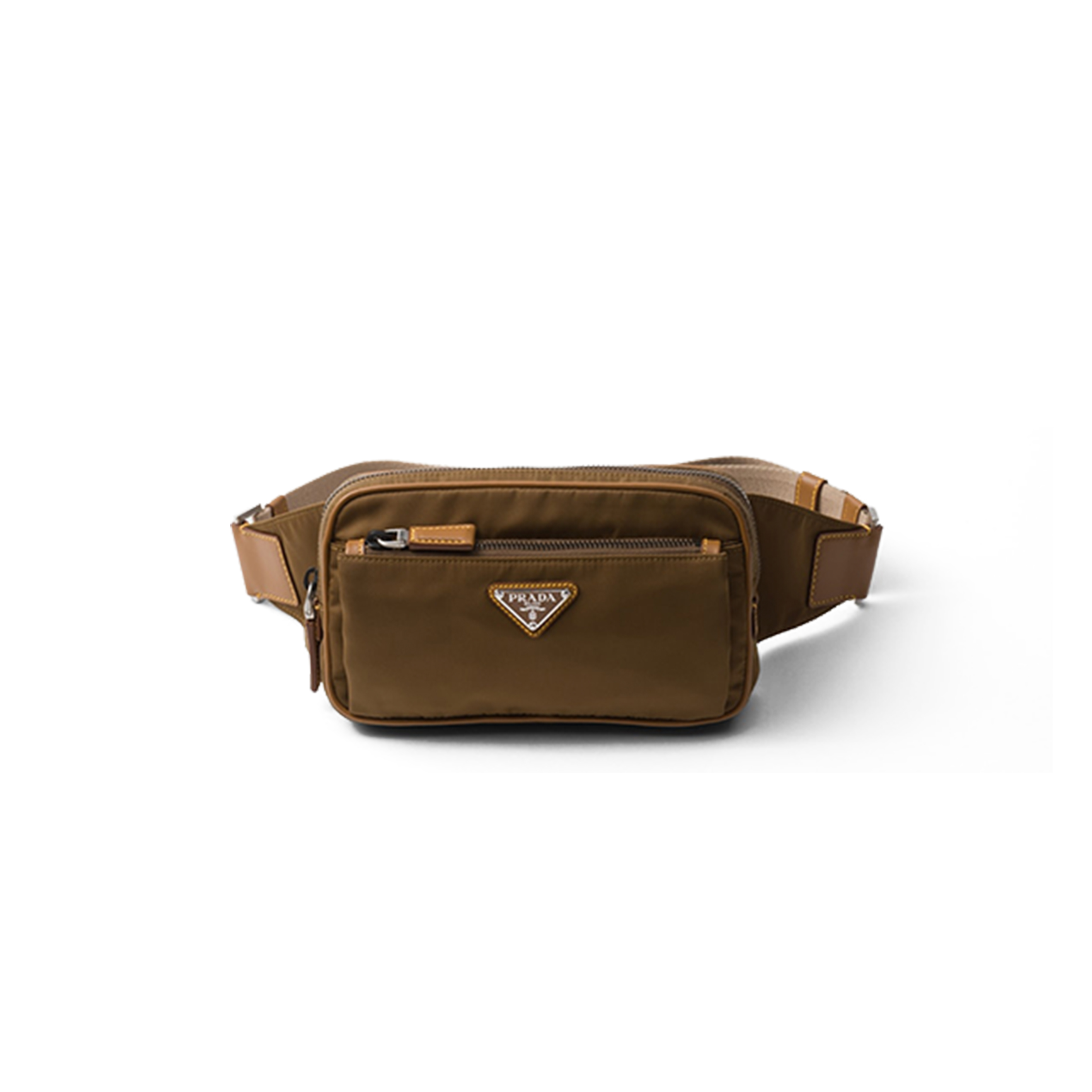 Pra*a re-nylon and leather belt bag 2vl977 (21*12.5*4.5cm)